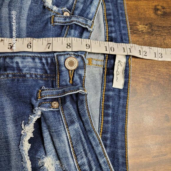 Kancan Jeans Size 26 Skinny Mid Rise Raw Hem Medium Light Wash Stretch Denim - Picture 8 of 12